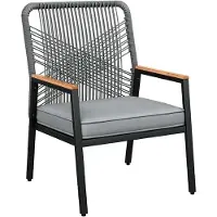 StarTech.com Gartenstuhl Polyrattan - Outdoor Stuhl - Metallgestell - WPC Armlehnen - Belastbar bis 160 kg - Für Garten, Terrasse, Balkon - Dunkelgrau