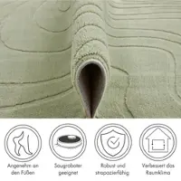 Andiamo Teppich "Dale", grün (salbei), B:80cm H:10mm L:150cm, Teppiche, Teppich, Uni Farben, Hoch-Tief-Struktur, Carving-Effekt, Wohnzimmer