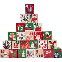 Dripio Adventskalender zum Befüllen, 24 Schachteln, 7x7x7 cm, rot/grün