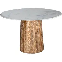 Dripio Runder Esstisch Holz-Marmor, natur-weiß, 120x120x75 cm