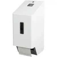 Ophardt hygiene SanTRAL Plus TTU 2 Toilettenpapierspender, Edelstahl, Manueller robuster Doppel Toilettenrollenspender , Farbe: verkehrsweiß, P