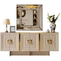 JVmoebel Konsoltisch-Set Konsoltisch Spiegel Beige Gold Farbe Moderner Stil Neu