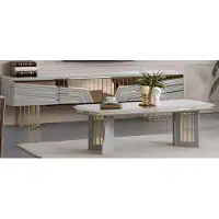 JVmoebel Wohnzimmer-Set Weib/Gold 2-teilig | Elegantes Sideboard & Couchtisch