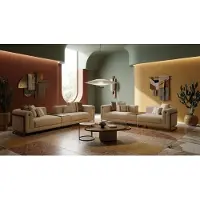 JVmoebel Großes beiges Wohnzimmer-Set 2 x 4-Sitzer-Sofas Couchtisch Beistelltisch