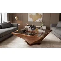 JVmoebel Couchtisch Wohnzimmer Braun Luxus Modern Tisch Holz Glas Modern Neu