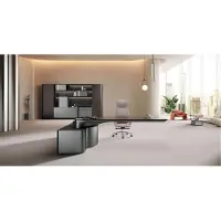 JVmoebel Brauner Büro-Set Designer Eckschreibtisch Robuster Sessel Bücherschrank