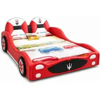 JVmoebel Rotes Kinderbett Auto Bett für Jungen LED Kinderbetten