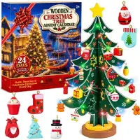 Dripio Adventskalender Holz-Weihnachtsbaum 24 Tage DIY mit LED-Lichtern