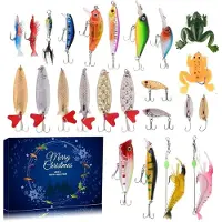 Generisch Adventskalender für Herren 2025 – Adventskalender für Angler zum Weihnachtsfest – Angelköder-Set mit Ködern