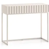 Dripio Make-up-Tisch 91 cm, Push-to-Open, geriffelte Fronten, lichtbeige