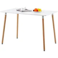 Dripio Esstisch 110x70x73 cm, weiß, MDF-Platte, Buchenholzbeine, 4-6 Pers.