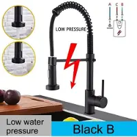 StarTech.com Küchenarmatur - Spültisch Einhebelmischer - Niedriger Wasserdruck - 360° Schwenkbar - Ausziehbare Brause - Heiß und Kalt - Einlochmontage - Schwarz DY B