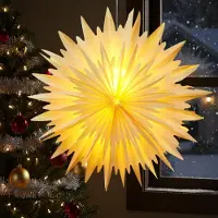 Dripio Papierstern mit LED-Beleuchtung, 42 cm, 3D, warmgelb