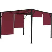 Mendler Pergola Baia, Garten Pavillon Terrassenüberdachung, stabiles 6cm-Stahl-Gestell + Schiebedach bordeau