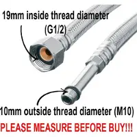 Invena Flexibler Stahlgewebeschlauch 1/2"xM10, Länge 60 cm