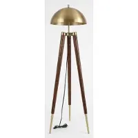 JVmoebel Stehleuchte Tripod Design Industrial Holz Gold Lampe Stehlampe