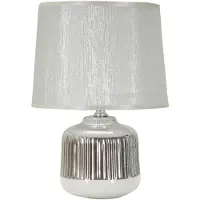 Mauro Ferretti Tischleuchte Keramik Stoff 20x29 cm Weiß Silber Lucina