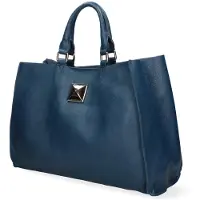 Marc Ellis Damenhandtasche Leder Blau Carmine Plus Italy Blu UNICA 36x23x2 cm CLEO_PYRAMID-CORONET_BLUE