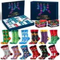 Dripio Weihnachtssocken 12er-Pack, bunt, lustig, 80% Baumwolle, Gr. 39-44