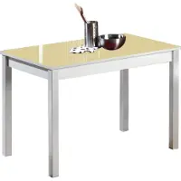 Dripio Esstisch mit Glasplatte, beige, Metallgestell, 90x50 cm