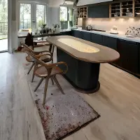 Xl Moebel Gmbh Esstisch mit 3D Feuerstelle Beleuchtung Braun Oval