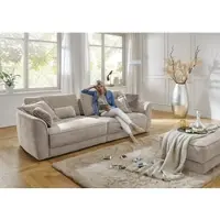 Die Planbar Big-Sofa "ZE-EM24138, 264 cm breit, XXL Couch mit Softsitz", beige (cody desert), B:264cm H:83cm T:125cm, 100% Polyester, Sofas, Big-Sofa, Kaltschaum Polstersofa mit Sitztiefenverstellung