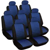 BellaFurn 7-teiliges Set Autositzbezüge für Transporter | Schwarz-blau