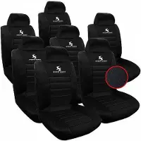 BellaFurn 7-teiliges Universal-Autositzbezug-Set für Autositze | Schwarz-Schwarz