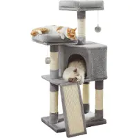 BellaFurn Kratzbaum für Katzen – Kratzturm – platzsparend – 50 x 35 x 115 cm – gemütliche Mulde + 2 Spielplattformen