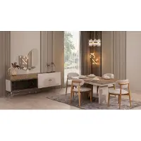 Xl Moebel Gmbh Modernes Esszimmer Set Esstisch Stühle(4x) Kommode Spiegel Beige Holz