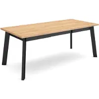 Dripio Esstisch 194 x 90 cm, Melamin, Holzbeine, Eiche/Schwarz, für 10 Pers.