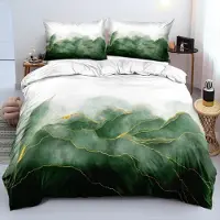 Sonstiges Bettwäsche Set 4tlg Marmor Grün Gold Mikrofaser 2x 135x200 cm + 2x 80x80 cm