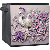 OEM Faltbare Aufbewahrungsboxen 25x25x26 cm mit Griffen, Pfau