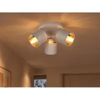Meine Wunschleuchte Deckenstrahler rund 3-flammig Stoffschirme Beige Gold inkl. E14 LED Ø 25cm