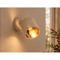 Meine Wunschleuchte Klassischer Wandstrahler 1-flammig mit Stoffschirm Beige Gold inkl. E14 LED