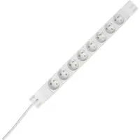 Kopp 931804014 PROFIversal 8-fach, Steckdosenleiste in Mittenschutzkontakt-Ausführung, 19”, 2m Zuleitung, Farbe: aluminium - 19 Stück