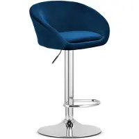 Kendra Home Barhocker East aus blauem Samt und Chrom