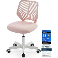 Kein Hersteller Ergonomic Bürostuhl ohne Armlehnen, höhenverstellbar, Rollen, bequeme Rückenlehne, für Homeoffice/Arbeitszimmer/Studium.-Rosa