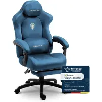 Kein Hersteller Ergonomischer Gaming-Stuhl mit Lendenstütze, Velours, dickem Polster, Fußstütze, verstellbaren Armlehnen und 160° NeigungBlau
