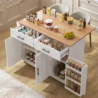 Kein Hersteller Speisewagen weiß 129x46(71)x91,5, Holzmaserung, klappbare Arbeitsplatte, Stauraumtür, Rollen/Füße wechselbar.