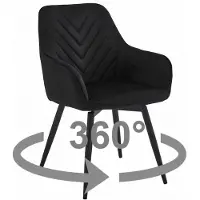 Kendra Home Drehbarer Stuhl Nana360 aus schwarzem Samt mit Metallbeinen