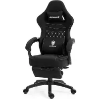 Dowinx Gaming-Stuhl Stoff, Gel- & Taschenfederkissen, Massage, verstellbare Fußstütze, ergonomisch Beige