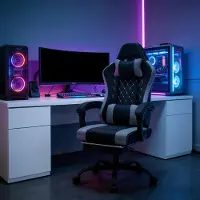 Kein Hersteller Drehbarer Bürostuhl, ergonomischer Computerstuhl, Massage-Gaming-Stuhl (nur Bürostuhl)-Black+ Gray