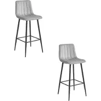 Kendra Home 2er-Set Barhocker Pozza aus silbergrauem Samt