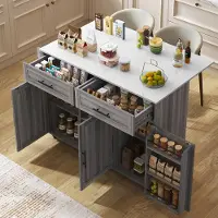 Kein Hersteller Speisewagen weiß Marmor/khaki 129x46(71)x91,5, klappbare Arbeitsplatte, Stauraumtür, Rollen/Füße wechselbar.