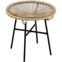 Kein Hersteller Bistrotisch rund, Gartentisch, Beistelltisch, Terrasse/Balkon, 50x50x50cm (Beige)