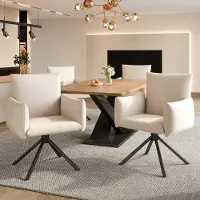 Kein Hersteller Zwei Esszimmerstühle Set, Gepolsterter Sessel mit 4 Metallbeinen, 360° Lässiger Drehstuhl, Wohnzimmer Schlafzimmerstuhl, Arbeits- und Schreibtischstuhl, Lordosenstütze, Samt, Beige Beige