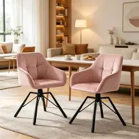Kein Hersteller Stilvoll Schlafzimmer Dressing Stühle,Breite Küchenstühle,Drehbarer Essstuhl,Küchenstühle mit Weicher Rückenlehne(nur 2PCS Stühle) Pink