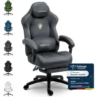 Kein Hersteller Ergonomischer Gaming-Stuhl mit Lendenstütze, Velours, dickem Polster, Fußstütze, verstellbaren Armlehnen und 160° NeigungGrau