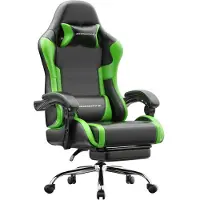 Dowinx Gaming Stuhl, Ergonomischer Chair, Gamer Sessel mit Fußstütze, 150KG Belastbarkeit Gamingstuhl mit Verstellbare Armlehnen,Grün